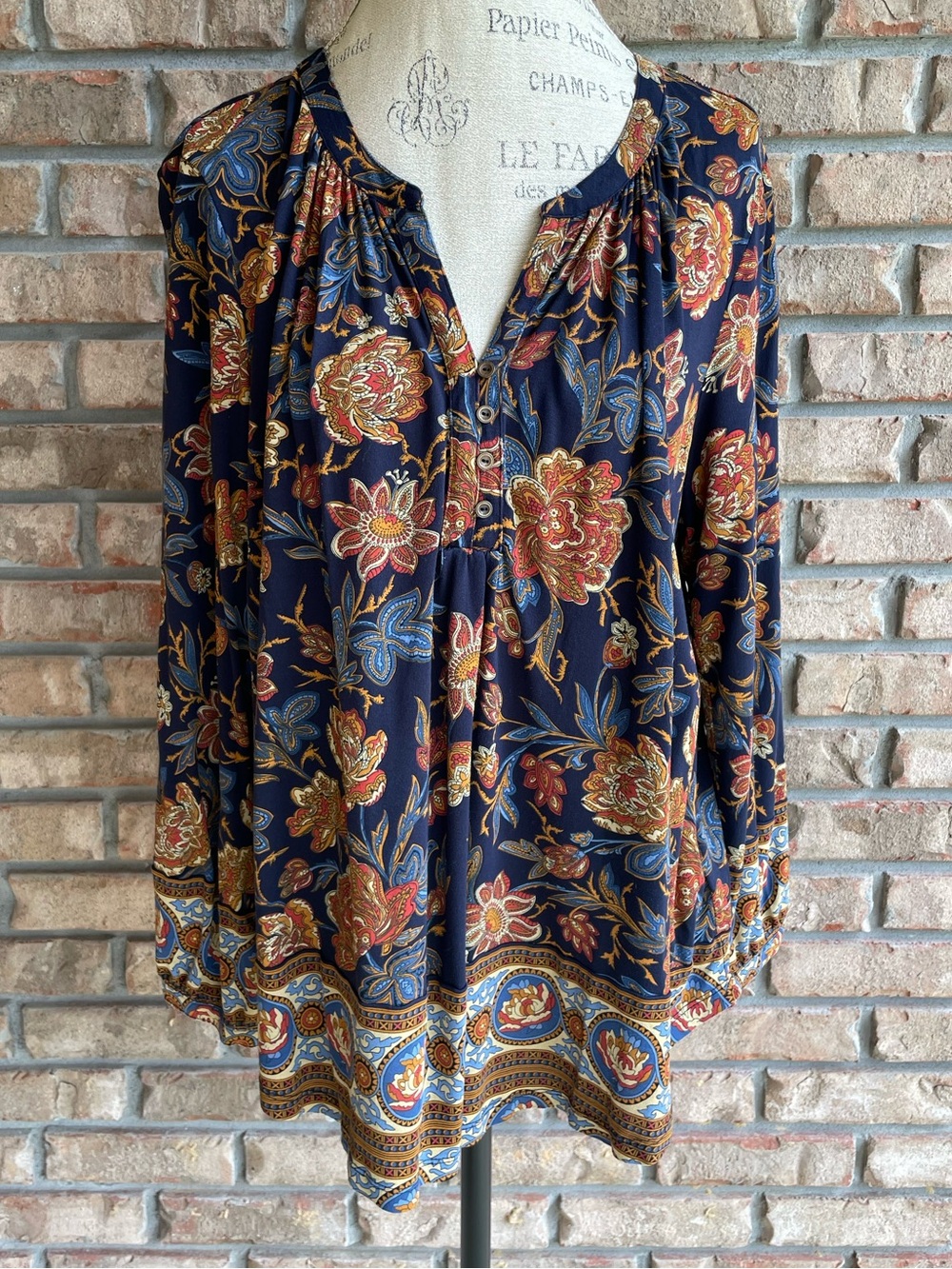 Lucky Brand Navy Floral Boho Tunic